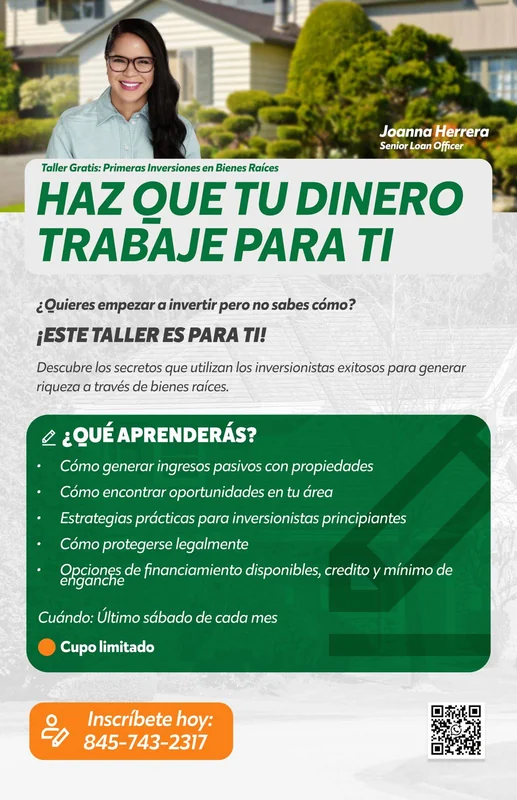 Taller gratis de primeras inversiones en bienes ra&iacute;ces - Haz que tu dinero trabaje para ti